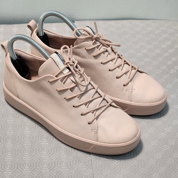 ECCO Soft8W Comfort Sneakers Women's Size 6 Pink Leather LaceUp Shoes Monochrome - Picture 2 of 13